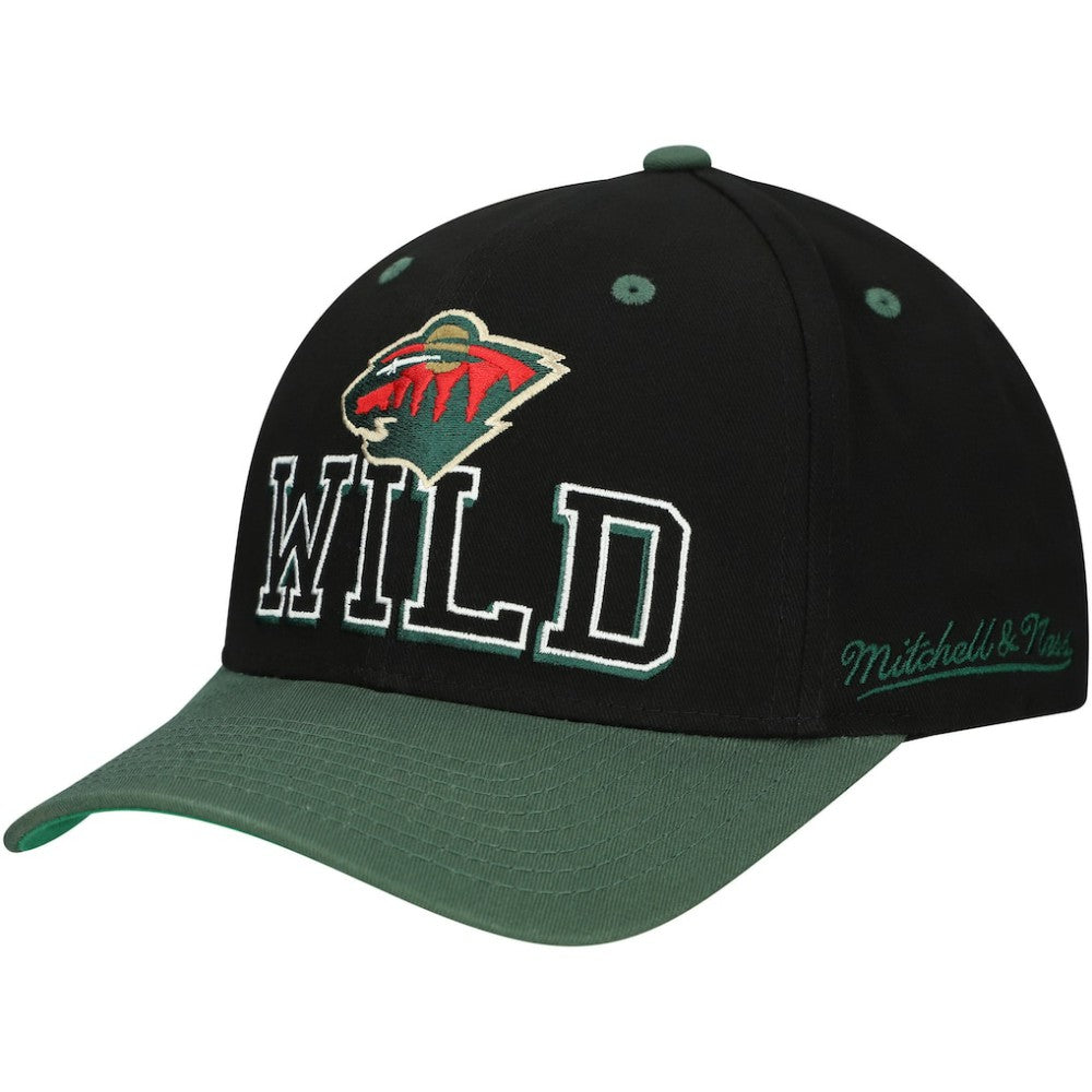 Minnesota Wild Mitchell & Ness Backside Script 2-Tone Pro Crown Adjustable Hat Sale