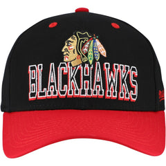 Chicago Blackhawks Mitchell & Ness Backside Script Two-Tone Pro Crown Adjustable Hat Sale