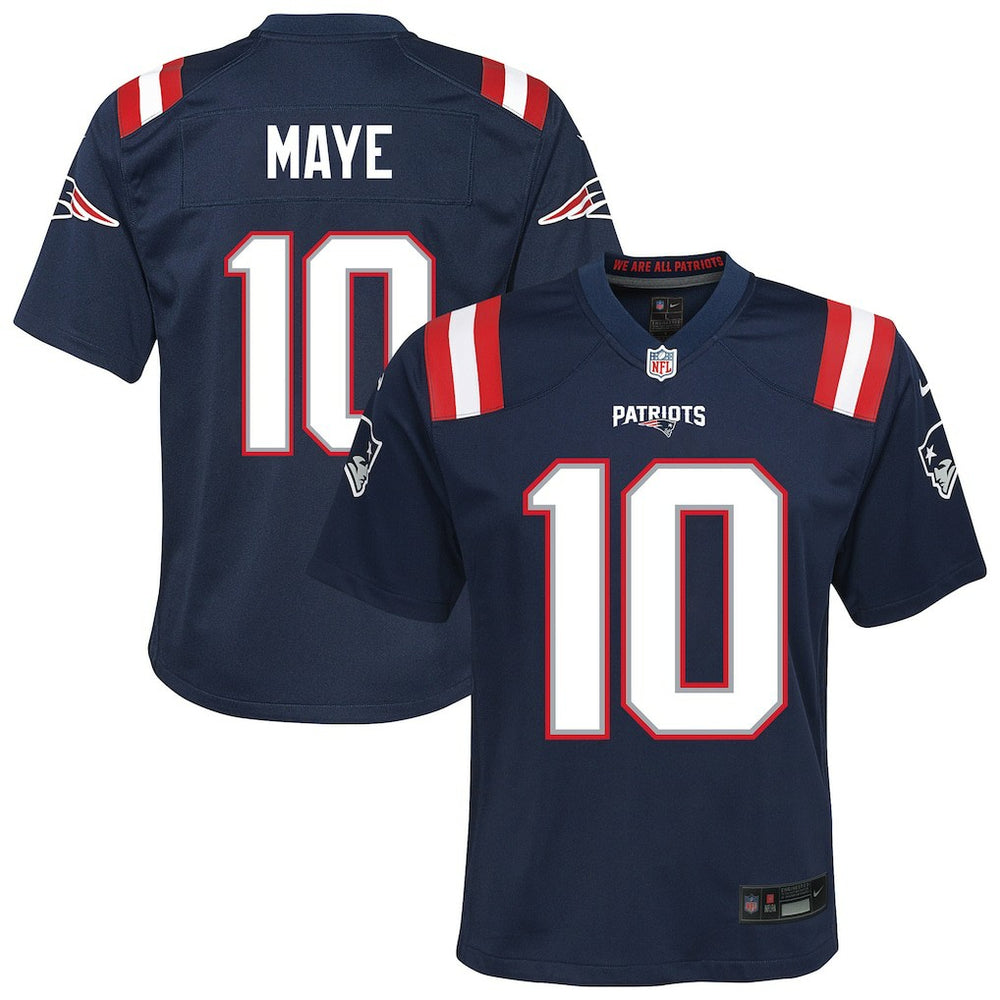 New England Patriots Nike Drake Maye Youth Game Jersey