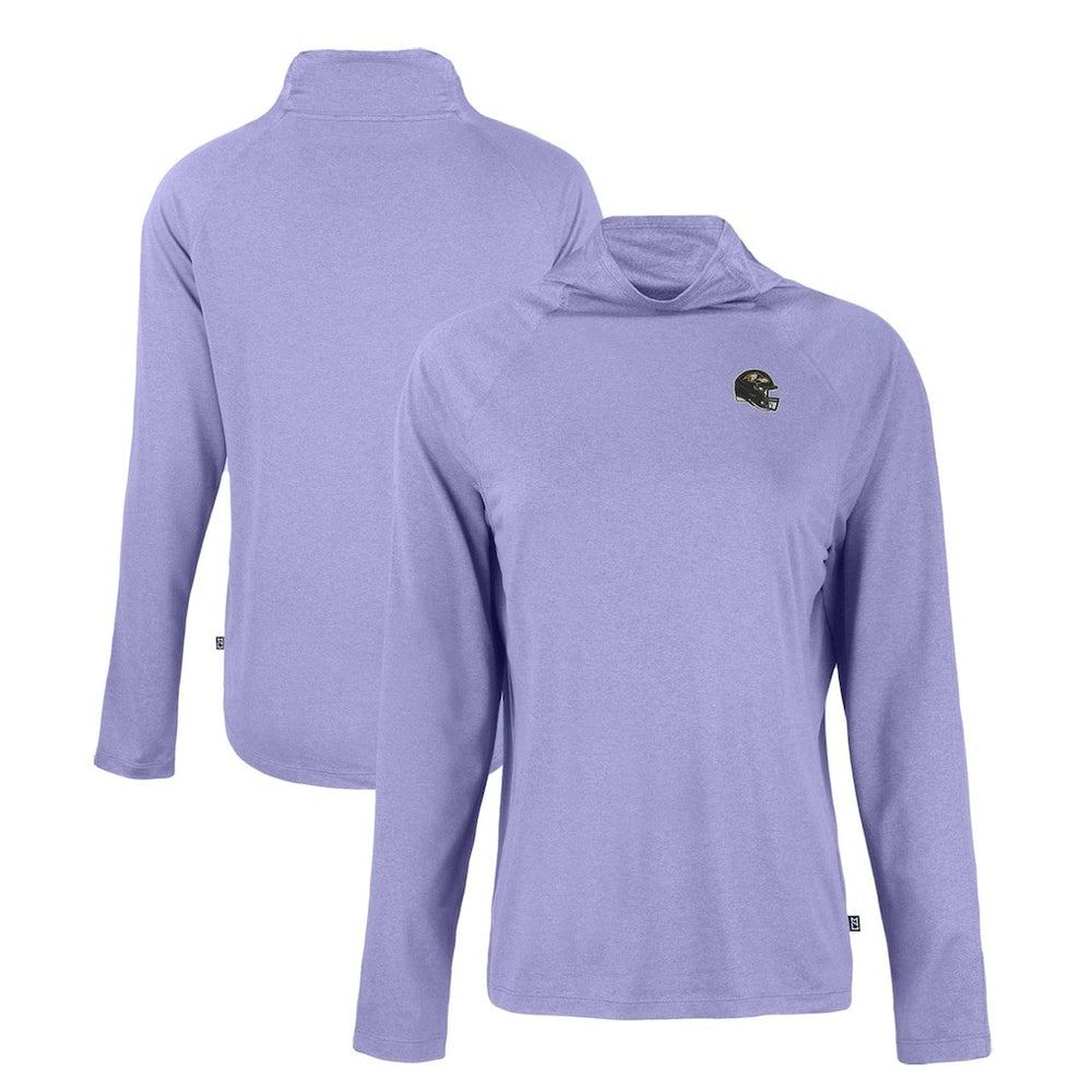 Baltimore Ravens Cutter & Buck Women's Coastline Epic Comfort Eco Recycled Funnel Neck Raglan Pullover Sweatshirt