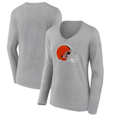 Cleveland Browns Women's Primary Logo Long Sleeve V-Neck T-Shirt