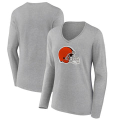 Cleveland Browns Women's Primary Logo Long Sleeve V-Neck T-Shirt