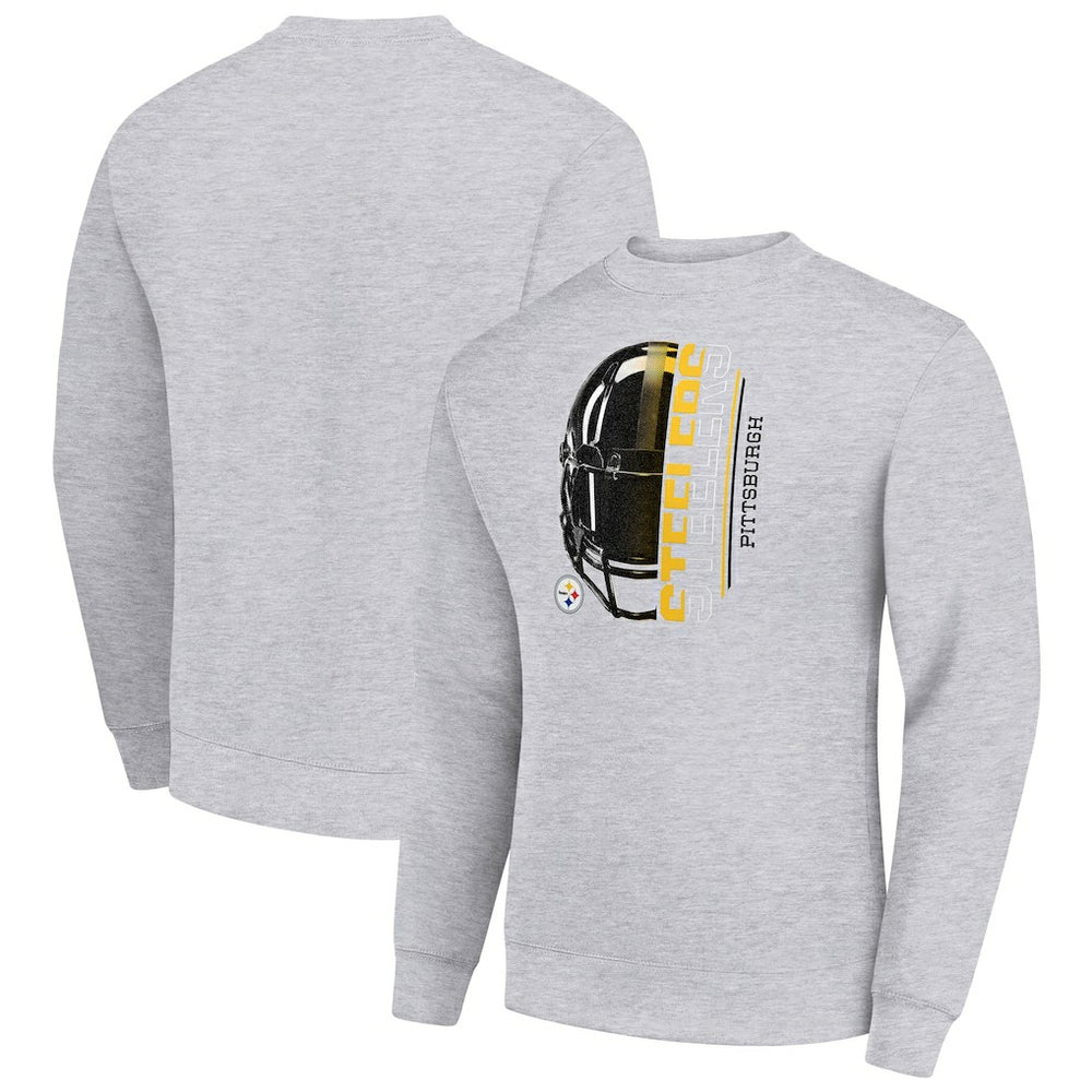 Pittsburgh Steelers Starter Half Helmet Team Graphic Tri-Blend Fleece Pullover Sweatshirt