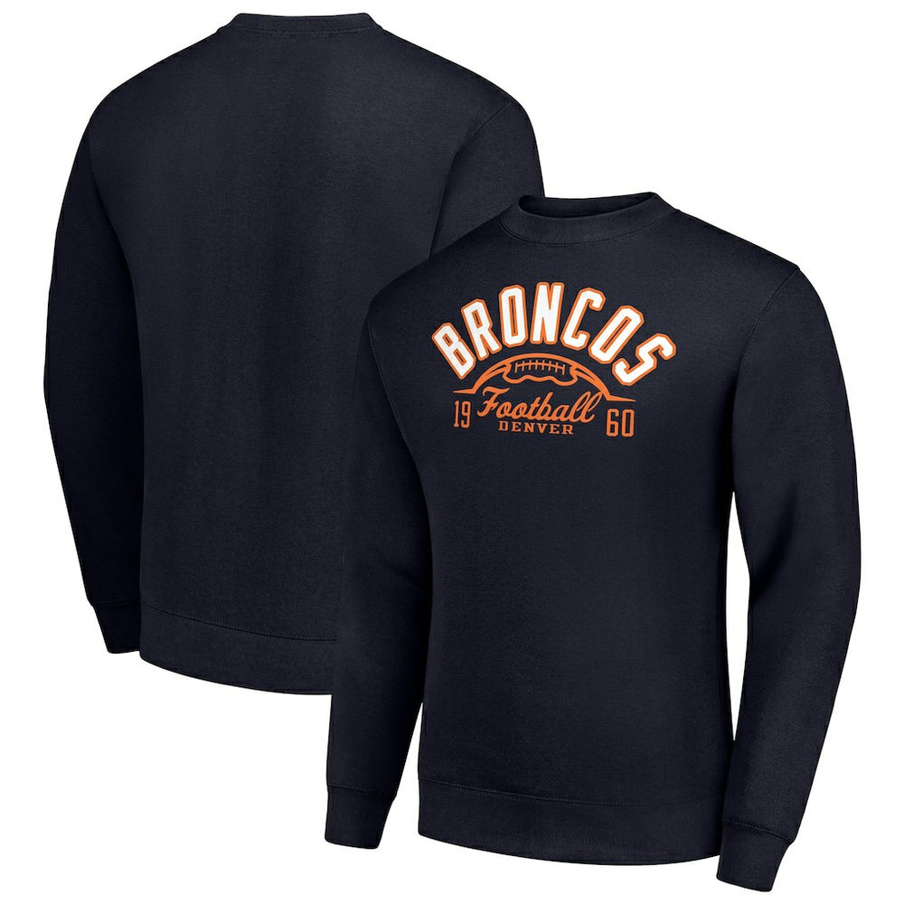 Denver Broncos Starter Half Ball Team Graphic Tri-Blend Fleece Pullover Sweatshirt