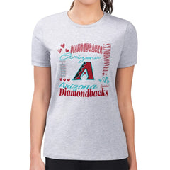 Arizona Diamondbacks G-III 4Her by Carl Banks Women's Super-Slim Fit Lightweight Collage Team Graphic Crew Neck T-Shirt | MLB Discount