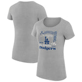 Los Angeles Dodgers G-III 4Her by Carl Banks Women's Super-Slim Fit Lightweight Collage Team Graphic Crew Neck T-Shirt | MLB For sale