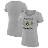 Milwaukee Brewers G-III 4Her by Carl Banks Women's Super-Slim Fit Lightweight Collage Team Graphic Crew Neck T-Shirt | MLB Outlet