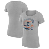 Detroit Tigers G-III 4Her by Carl Banks Women's Super-Slim Fit Lightweight Collage Team Graphic Crew Neck T-Shirt | MLB Outlet