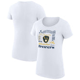 Milwaukee Brewers G-III 4Her by Carl Banks Women's Super-Slim Fit Lightweight Collage Team Graphic Crew Neck T-Shirt | MLB Sale