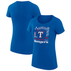 Texas Rangers G-III 4Her by Carl Banks Women's Super-Slim Fit Lightweight Collage Team Graphic Crew Neck T-Shirt | MLB New