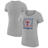 Texas Rangers G-III 4Her by Carl Banks Women's Super-Slim Fit Lightweight Collage Team Graphic Crew Neck T-Shirt | MLB Outlet