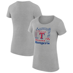 Texas Rangers G-III 4Her by Carl Banks Women's Super-Slim Fit Lightweight Collage Team Graphic Crew Neck T-Shirt | MLB Outlet