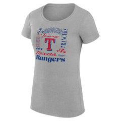 Texas Rangers G-III 4Her by Carl Banks Women's Super-Slim Fit Lightweight Collage Team Graphic Crew Neck T-Shirt | MLB Outlet