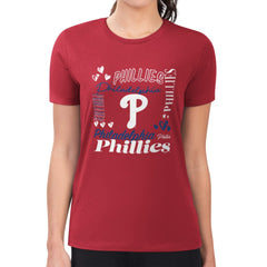 Philadelphia Phillies G-III 4Her by Carl Banks Women's Super-Slim Fit Lightweight Collage Team Graphic Crew Neck T-Shirt | MLB Sale