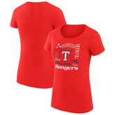 Texas Rangers G-III 4Her by Carl Banks Women's Super-Slim Fit Lightweight Collage Team Graphic Crew Neck T-Shirt | MLB For sale