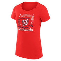 Washington Nationals G-III 4Her by Carl Banks Women's Super-Slim Fit Lightweight Collage Team Graphic Crew Neck T-Shirt | MLB Shop