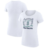 Seattle Mariners G-III 4Her by Carl Banks Women's Super-Slim Fit Lightweight Collage Team Graphic Crew Neck T-Shirt | MLB On Sale