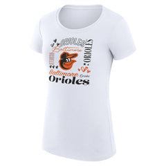 Baltimore Orioles G-III 4Her by Carl Banks Women's Super-Slim Fit Lightweight Collage Team Graphic Crew Neck T-Shirt | MLB Discount