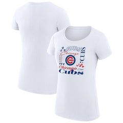 Chicago Cubs G-III 4Her by Carl Banks Women's Super-Slim Fit Lightweight Collage Team Graphic Crew Neck T-Shirt | MLB New