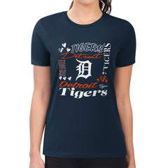 Detroit Tigers G-III 4Her by Carl Banks Women's Super-Slim Fit Lightweight Collage Team Graphic Crew Neck T-Shirt | MLB On Sale