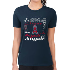 Los Angeles Angels G-III 4Her by Carl Banks Women's Super-Slim Fit Lightweight Collage Team Graphic Crew Neck T-Shirt | MLB US