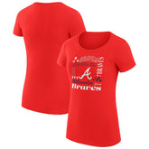 Atlanta Braves G-III 4Her by Carl Banks Women's Super-Slim Fit Lightweight Collage Team Graphic Crew Neck T-Shirt | MLB Outlet
