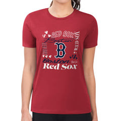 Boston Red Sox G-III 4Her by Carl Banks Women's Super-Slim Fit Lightweight Collage Team Graphic Crew Neck T-Shirt | MLB New