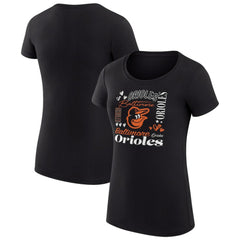 Baltimore Orioles G-III 4Her by Carl Banks Women's Super-Slim Fit Lightweight Collage Team Graphic Crew Neck T-Shirt | MLB Sale