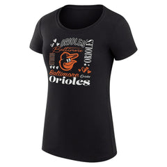Baltimore Orioles G-III 4Her by Carl Banks Women's Super-Slim Fit Lightweight Collage Team Graphic Crew Neck T-Shirt | MLB Sale