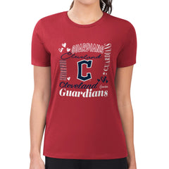 Cleveland Guardians G-III 4Her by Carl Banks Women's Super-Slim Fit Lightweight Collage Team Graphic Crew Neck T-Shirt | MLB Discount