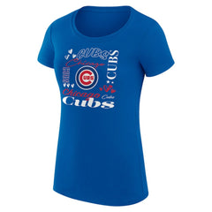 Chicago Cubs G-III 4Her by Carl Banks Women's Super-Slim Fit Lightweight Collage Team Graphic Crew Neck T-Shirt | MLB For sale