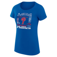 Philadelphia Phillies G-III 4Her by Carl Banks Women's Super-Slim Fit Lightweight Collage Team Graphic Crew Neck T-Shirt | MLB Near me