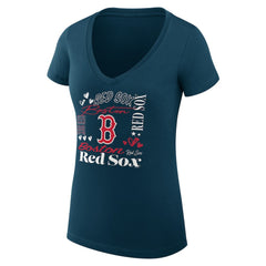 Boston Red Sox G-III 4Her by Carl Banks Women's Super-Slim Fit Lightweight Collage Team Graphic V-Neck T-Shirt | MLB Discount