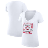Cincinnati Reds G-III 4Her by Carl Banks Women's Super-Slim Fit Lightweight Collage Team Graphic V-Neck T-Shirt | MLB New