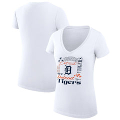 Detroit Tigers G-III 4Her by Carl Banks Women's Super-Slim Fit Lightweight Collage Team Graphic V-Neck T-Shirt | MLB Online