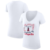 Los Angeles Angels G-III 4Her by Carl Banks Women's Super-Slim Fit Lightweight Collage Team Graphic V-Neck T-Shirt | MLB New