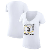San Diego Padres G-III 4Her by Carl Banks Women's Super-Slim Fit Lightweight Collage Team Graphic V-Neck T-Shirt | MLB For sale