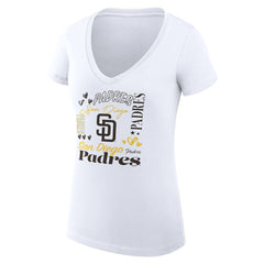 San Diego Padres G-III 4Her by Carl Banks Women's Super-Slim Fit Lightweight Collage Team Graphic V-Neck T-Shirt | MLB For sale
