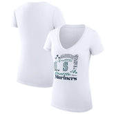Seattle Mariners G-III 4Her by Carl Banks Women's Super-Slim Fit Lightweight Collage Team Graphic V-Neck T-Shirt | MLB Discount
