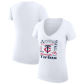 Minnesota Twins G-III 4Her by Carl Banks Women's Super-Slim Fit Lightweight Collage Team Graphic V-Neck T-Shirt | MLB New