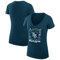Tampa Bay Rays G-III 4Her by Carl Banks Women's Super-Slim Fit Lightweight Collage Team Graphic V-Neck T-Shirt | MLB For sale
