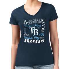 Tampa Bay Rays G-III 4Her by Carl Banks Women's Super-Slim Fit Lightweight Collage Team Graphic V-Neck T-Shirt | MLB For sale