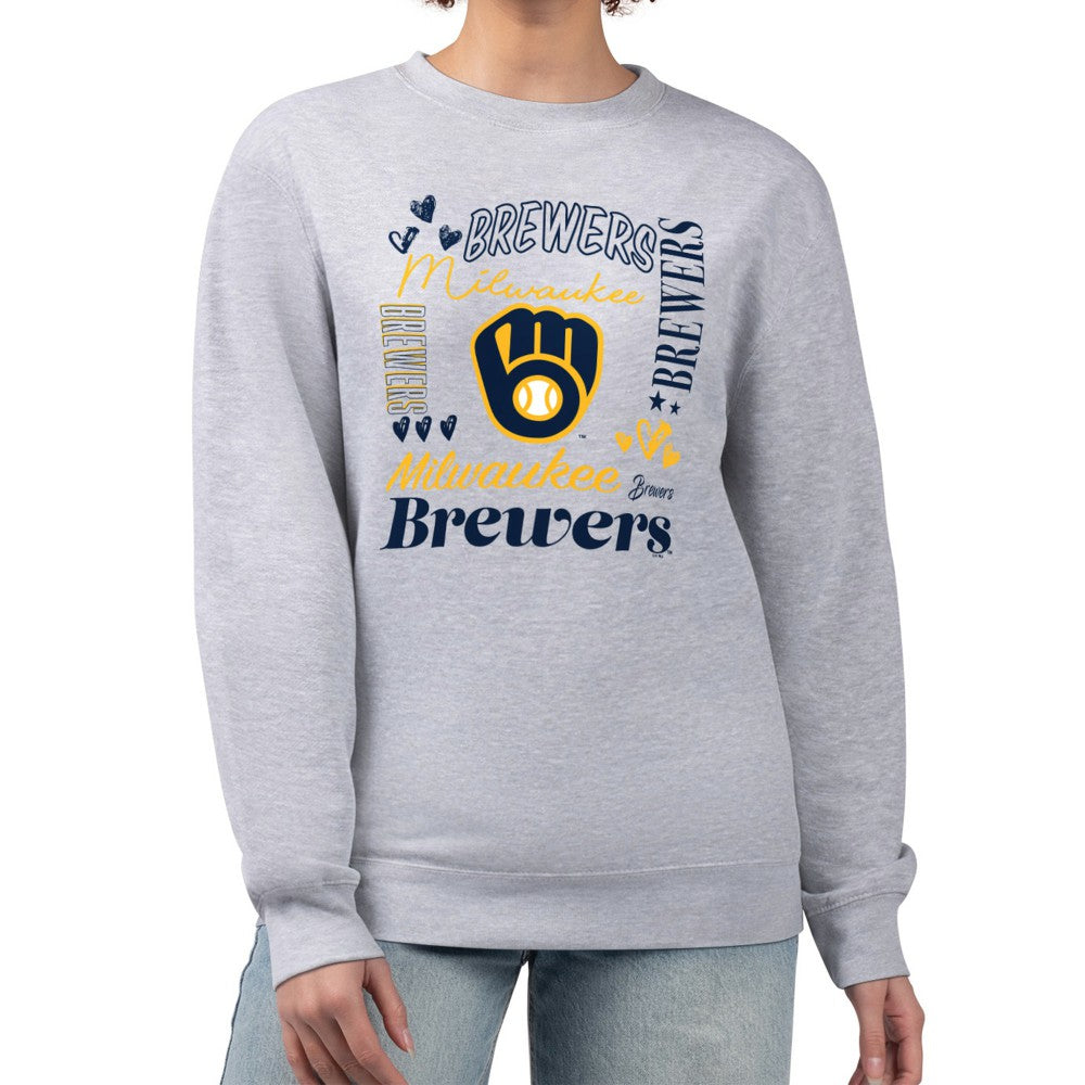 Milwaukee Brewers G-III 4Her by Carl Banks Women's Collage Team Graphic Fleece Pullover Hoodie | MLB New