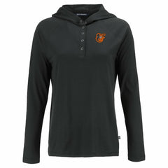 Baltimore Orioles Cutter & Buck Women's Coastline Epic Comfort Eco Recycled Hoodie Raglan Long Sleeve T-Shirt | MLB On Sale