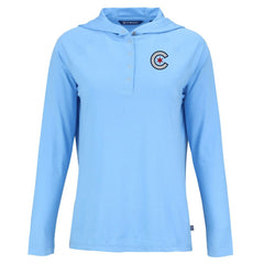 Chicago Cubs Cutter & Buck Women's City Connect Coastline Epic Comfort Eco Recycled Hoodie Raglan Long Sleeve T-Shirt | MLB Discount