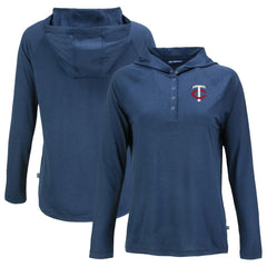 Minnesota Twins Cutter & Buck Women's Coastline Epic Comfort Eco Recycled Hoodie Raglan Long Sleeve T-Shirt | MLB New