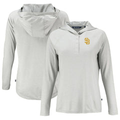 San Diego Padres Cutter & Buck Women's Coastline Epic Comfort Eco Recycled Hoodie Raglan Long Sleeve T-Shirt | MLB New