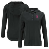 San Diego Padres Cutter & Buck Women's City Connect Coastline Epic Comfort Eco Recycled Hoodie Raglan Long Sleeve T-Shirt | MLB Outlet