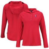 Texas Rangers Cutter & Buck Women's Coastline Epic Comfort Eco Recycled Hoodie Raglan Long Sleeve T-Shirt | MLB Discount