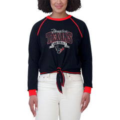Houston Texans WEAR by Erin Andrews Women's Tie-Front Long Sleeve Top